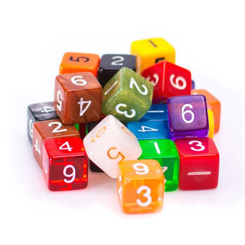 6 Sided Dice | 25 Count Assorted | Multi Colored D6s